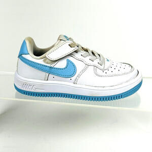 Nike Boys Sz‎ 10.5 C Force 1 Low EasyOn Little Kid's  Childs White Aquarius Blue